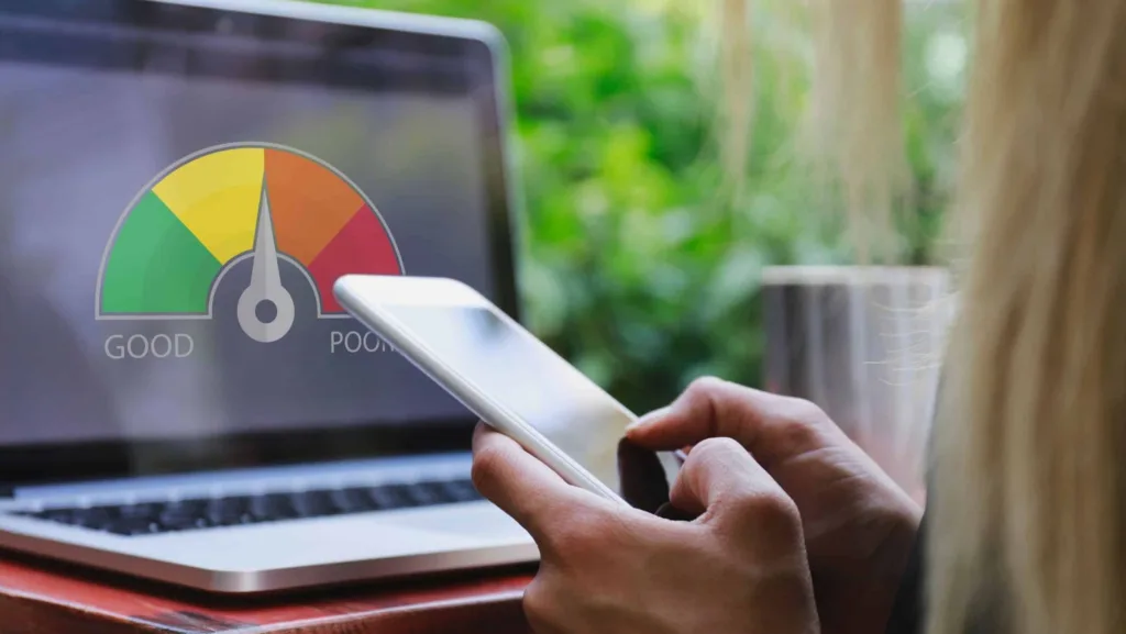 Credit score concept on laptop