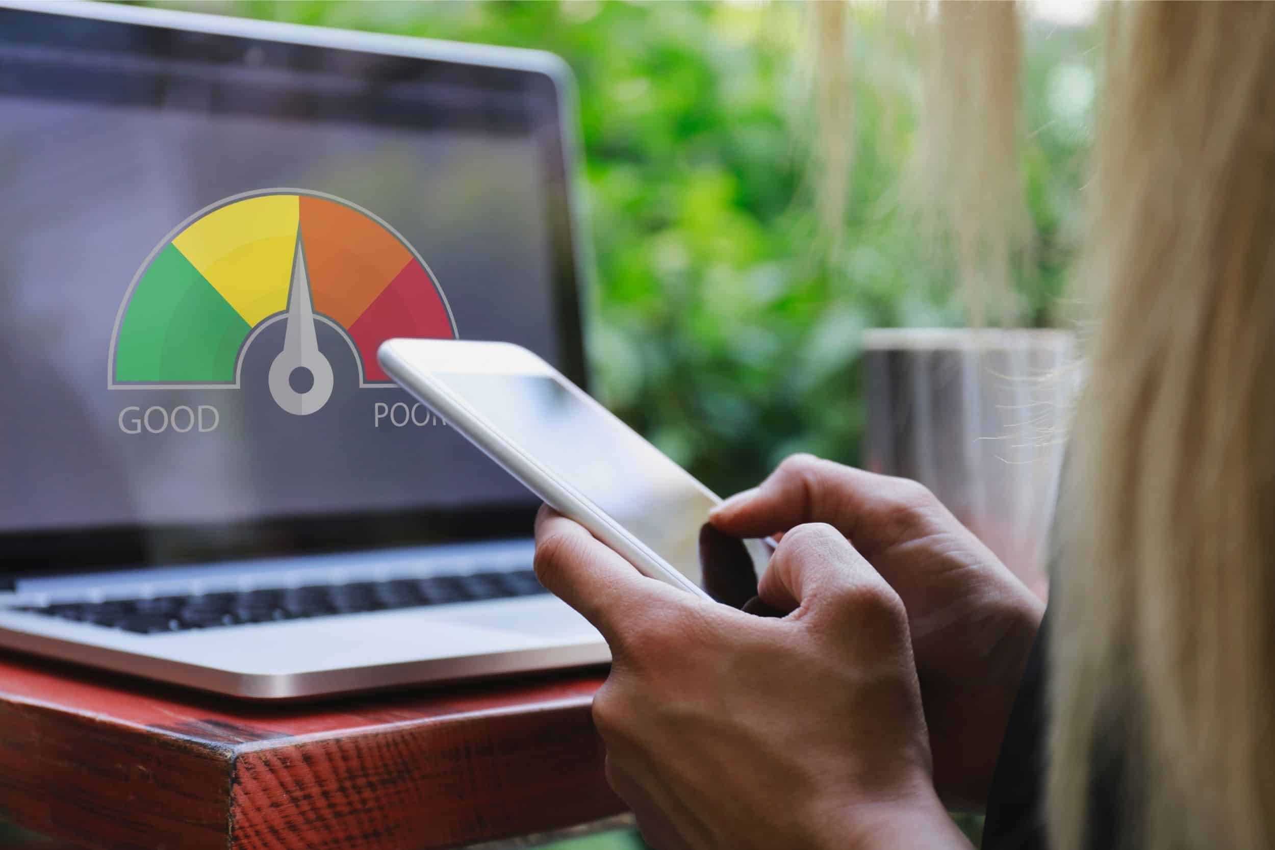 Credit score concept on laptop