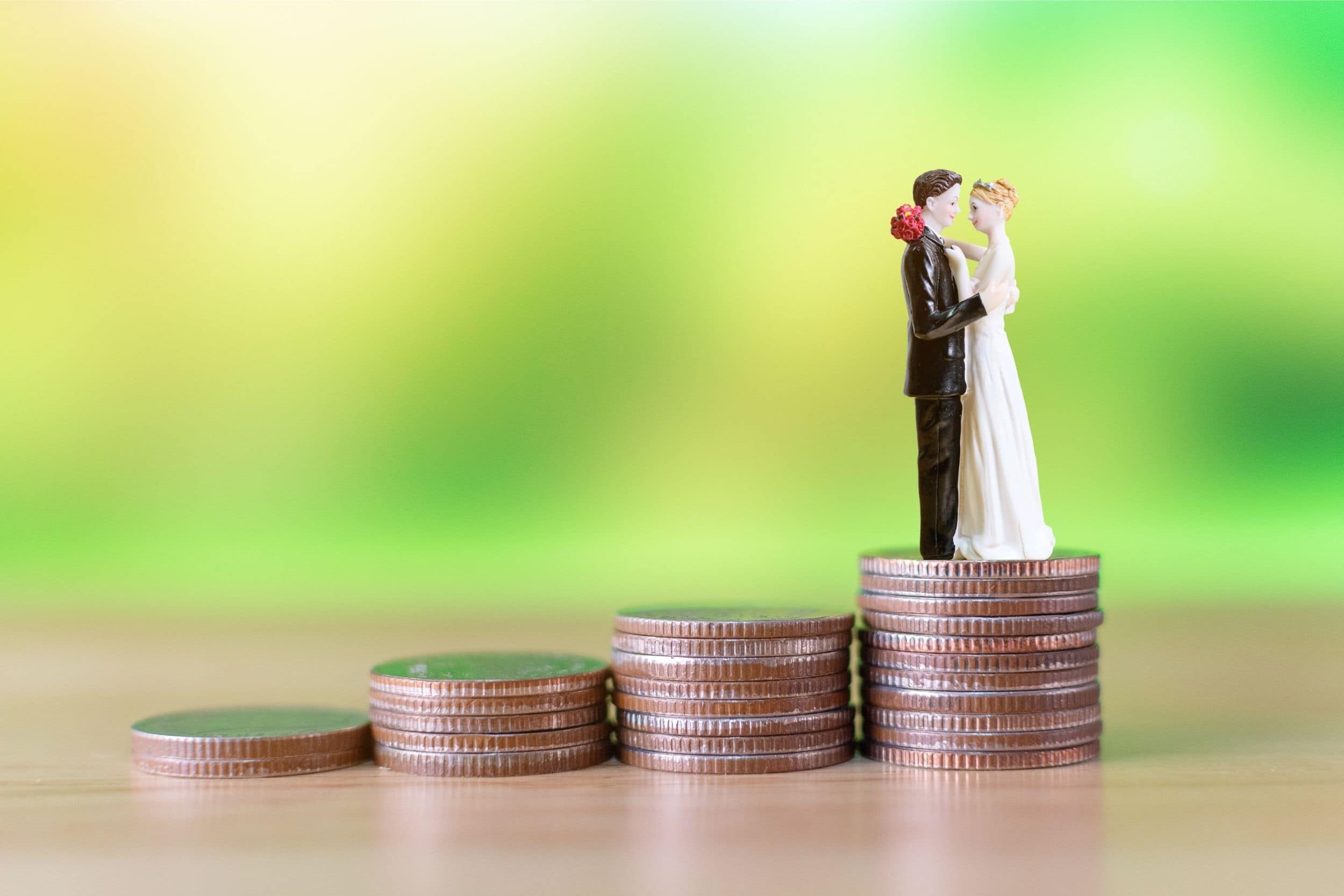 Coins used to save money for wedding