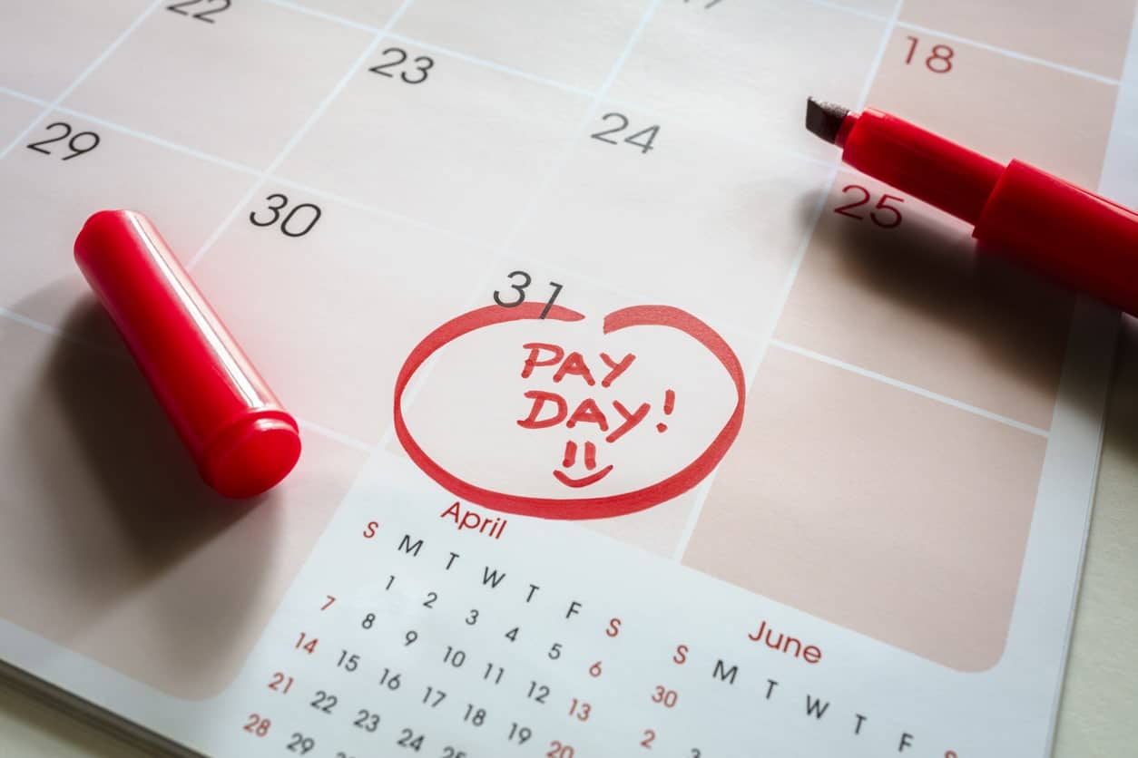 payday marked on calendar