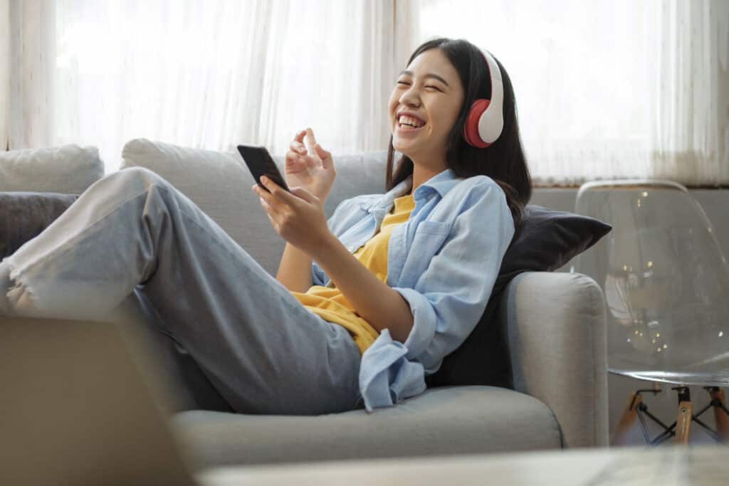 Young woman listening to music