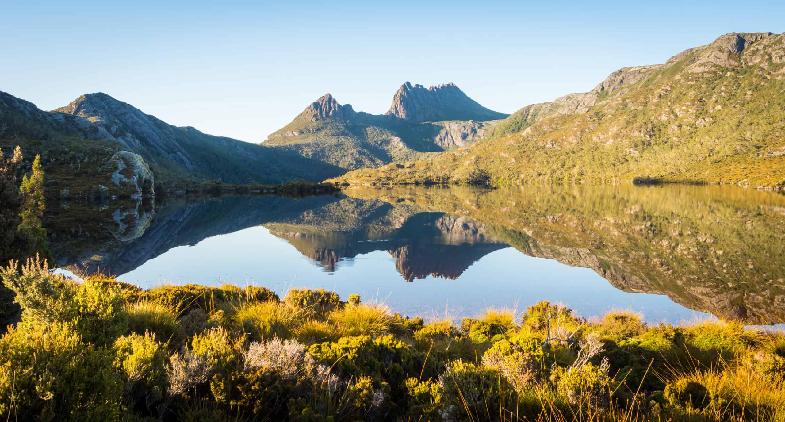 Cradle Mountain and Dove Lake in the Cradle Mountain - Lake St Clair National Park in Tasmania, Australia.