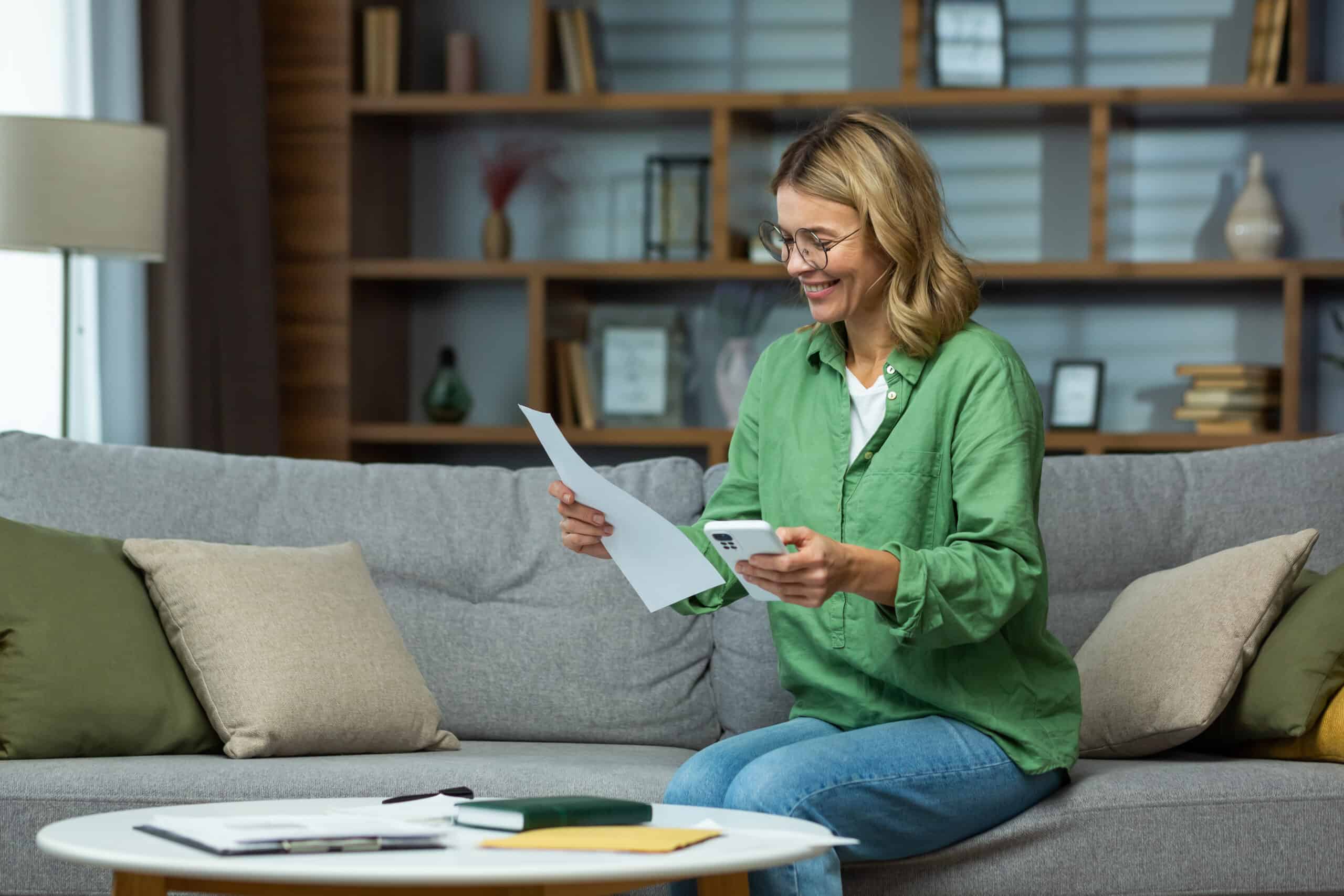 Woman receiving good financial news